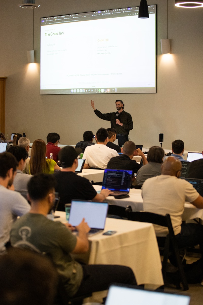 Travis presenting The Code Tab